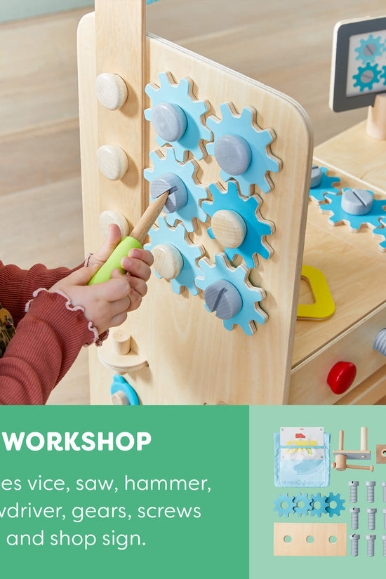 Creative Play 3 in 1 – Play Kitchen, Store & Workshop