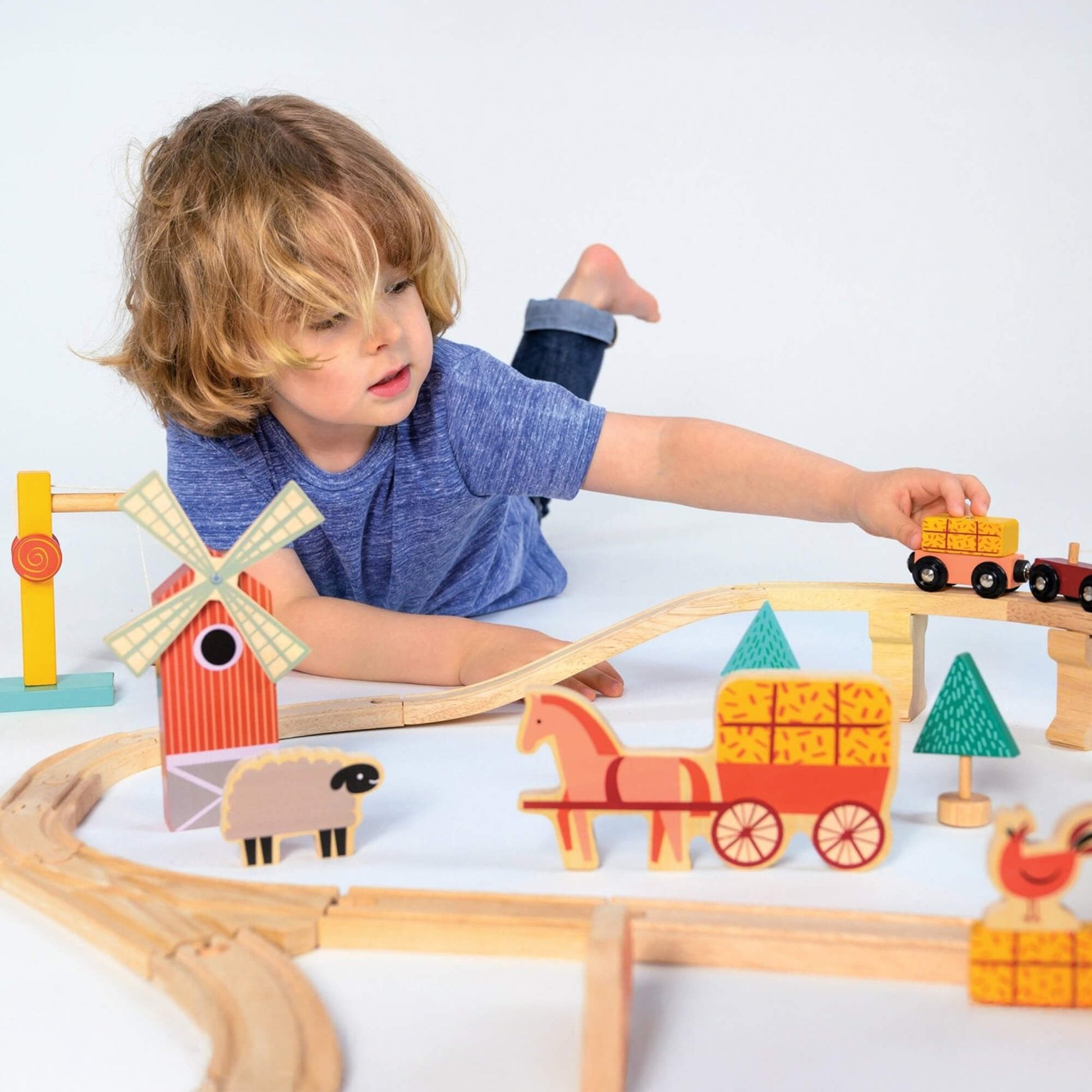 Farmyard Wooden Train Set