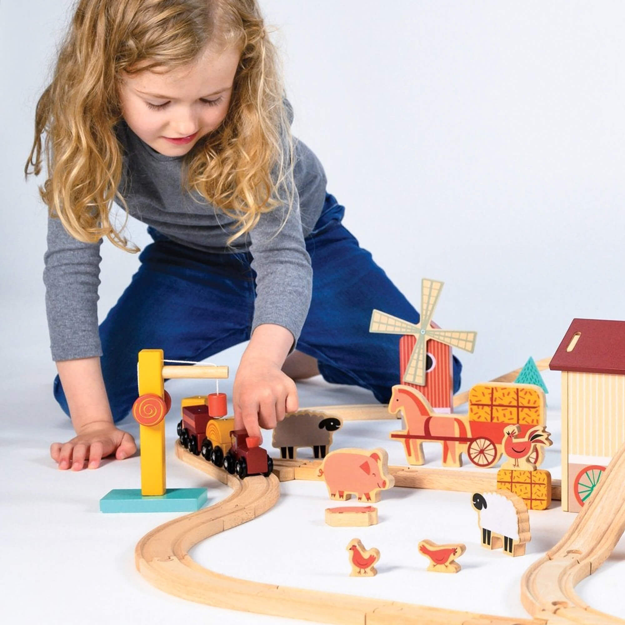Farmyard Wooden Train Set