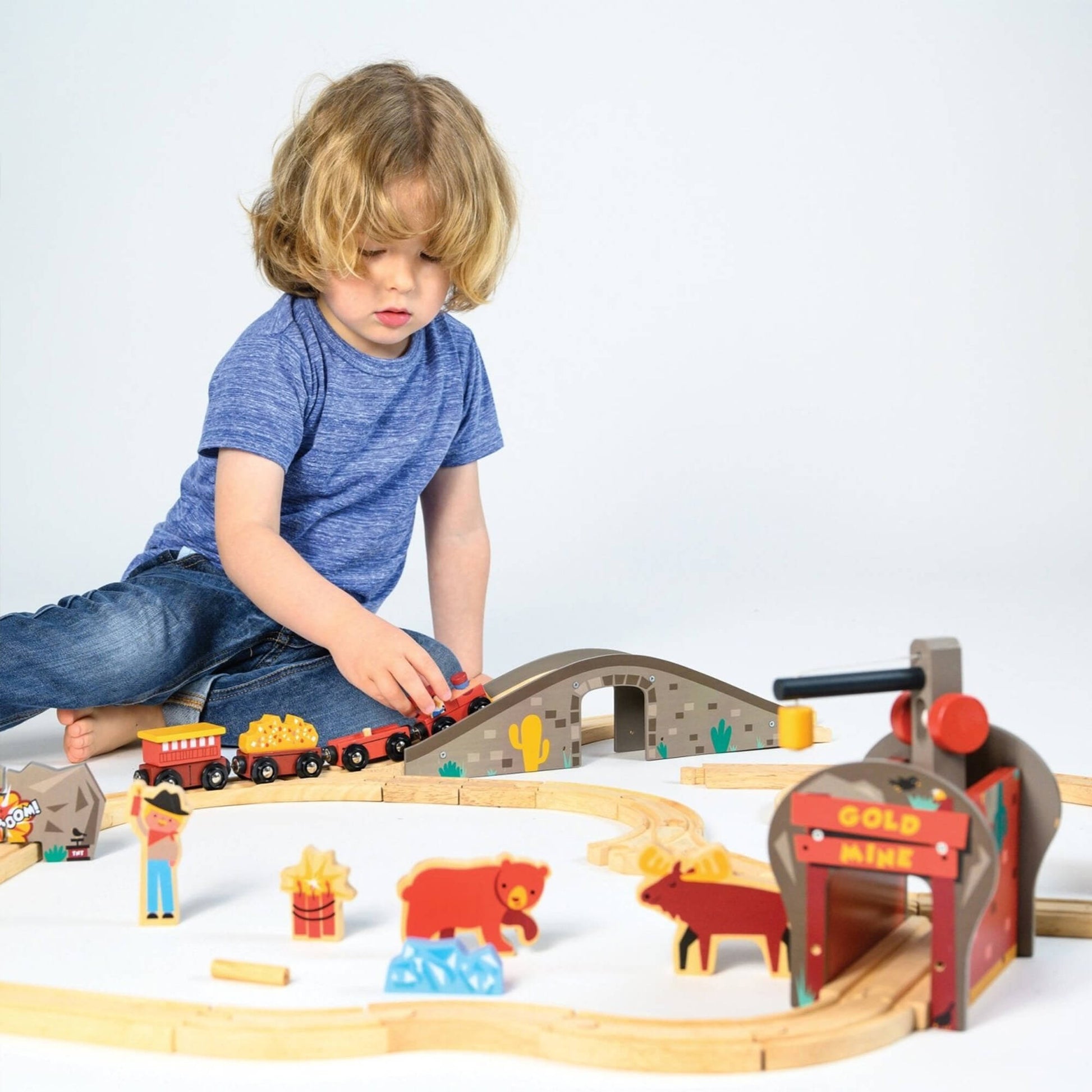 Gold Mine Wooden Train Track Set