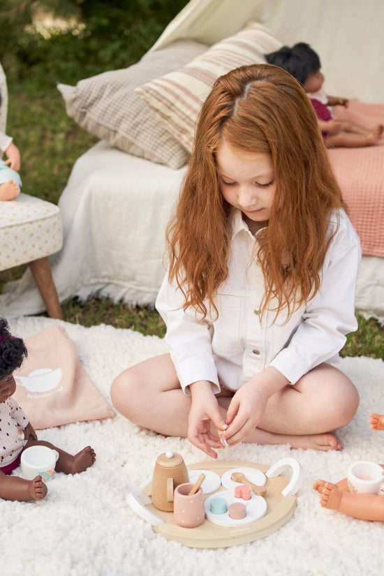 Doll-Sized Wooden Tea Set